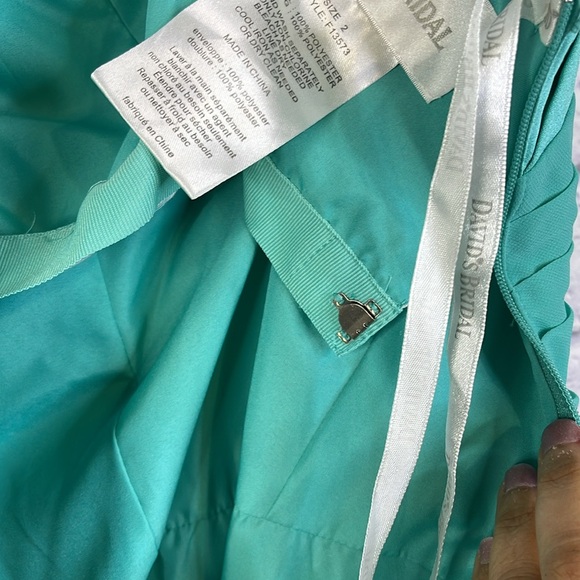 Davids Bridal Prom Formal Dress Women's Size 2 Spa Green Strapless Gown Long - Picture 11 of 16